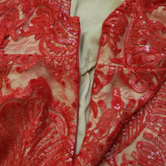 Free People Night Shimmers Mini Dress SZ 0 Red - Picture 7 of 10